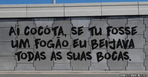 Aí cocóta, se tu fosse um fogão eu beijava todas as suas bocas. 