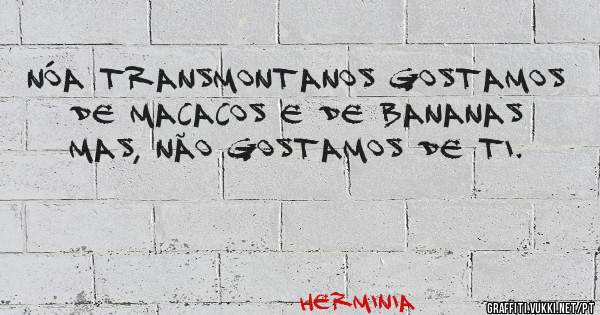 NÓA TRANSMONTANOS GOSTAMOS DE MACACOS E DE BANANAS MAS, NÃO GOSTAMOS DE TI.
                                          