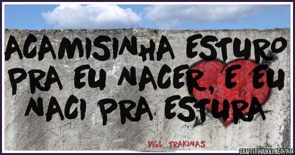 ACAMISINHA ESTURO PRA EU NACER, E EU NACI PRA ESTURA 