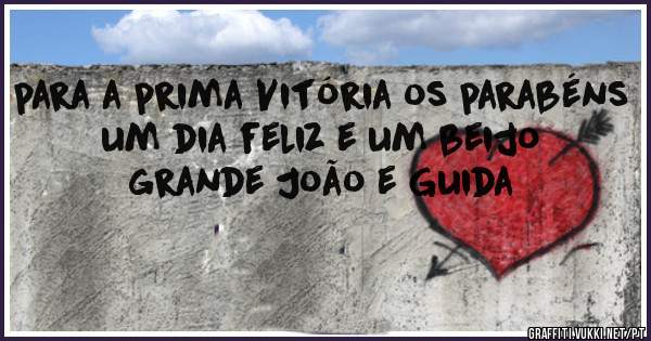 para a prima Vitória os parabéns um dia feliz e um beijo grande João e Guida