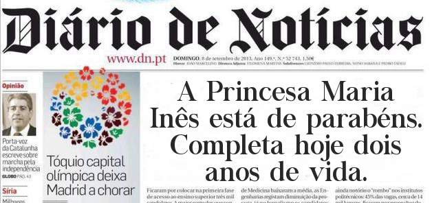 A Princesa Maria Inês está de parabéns. Completa hoje dois anos de vida. 