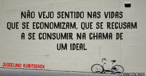 Não vejo sentido nas vidas que se economizam, que se recusam a se consumir na chama de um ideal