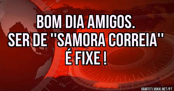 BOM DIA AMIGOS. 
SER DE ''SAMORA CORREIA'' É FIXE !