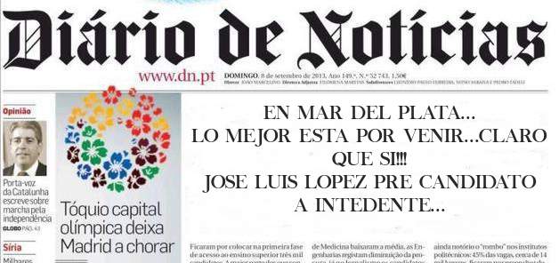 EN MAR DEL PLATA...
LO MEJOR ESTA POR VENIR...CLARO QUE SI!!!
JOSE LUIS LOPEZ PRE CANDIDATO A INTEDENTE
lista 816-Dignidad Popular