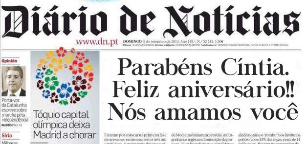 Parabéns Cíntia. Feliz aniversário!! Nós amamos você