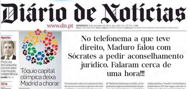 No telefonema a que teve direito, Maduro falou com Sócrates a pedir aconselhamento jurídico. Falaram cerca de uma hora!!!  