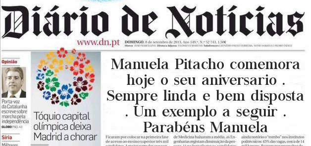 Manuela Pitacho comemora hoje o seu aniversario . Sempre linda e bem disposta . Um exemplo a seguir . Parabéns Manuela   