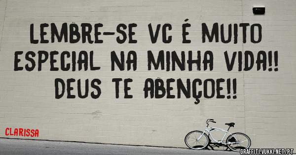 Lembre-se vc é muito Especial na minha vida!!
Deus te abençoe!!