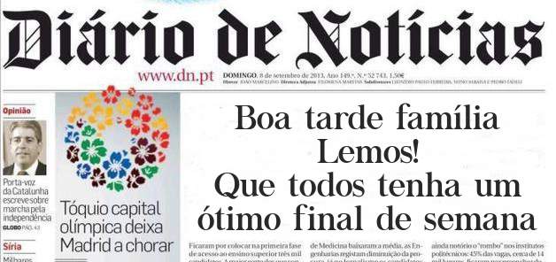 Boa tarde família Lemos!
 Que todos tenha um ótimo final de semana