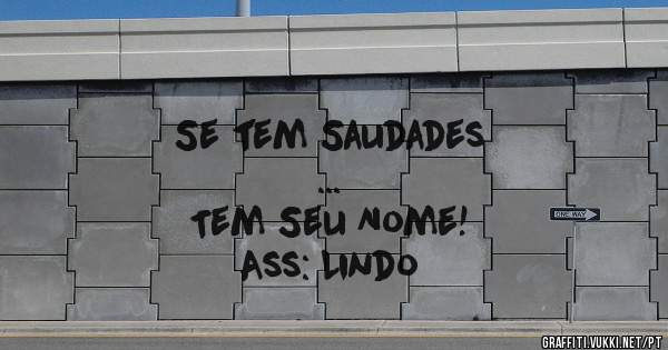 Se tem Saudades 
...
Tem Seu Nome!

                                             Ass: Lindo