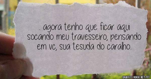 .. agora tenho que ficar aqui socando meu travesseiro, pensando em vc, sua tesuda do caralho..
