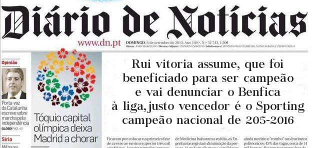 Rui vitoria assume, que foi beneficiado para ser campeão e vai denunciar o Benfica à liga,justo vencedor é o Sporting campeão nacional de 205-2016