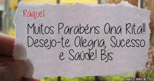 Muitos Parabéns Ana Rita!! Desejo-te Alegria, Sucesso e Saúde! Bjs