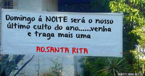 Domingo á NOITE será o nosso último culto do ano......venha e traga mais uma 