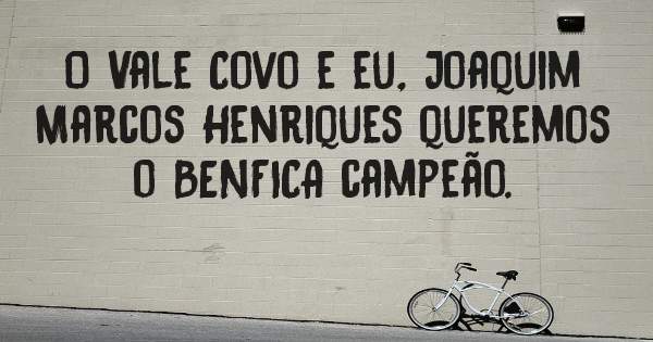 O Vale Covo e eu, Joaquim Marcos Henriques queremos o BENFICA campeão.