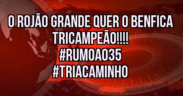 O Rojão Grande quer o Benfica Tricampeão!!!!
#Rumoao35 
#Triacaminho
