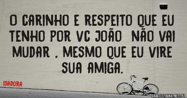 
O carinho e respeito que eu tenho por vc João  não vai mudar , mesmo que eu vire sua amiga.
