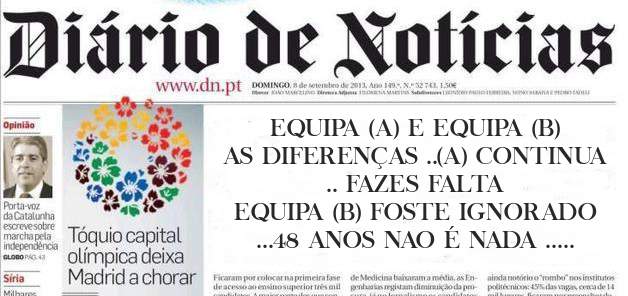 EQUIPA (A) E EQUIPA (B)
AS DIFERENÇAS ..(A) CONTINUA .. FAZES FALTA 
EQUIPA (B) FOSTE IGNORADO ...48 ANOS NAO É NADA ..
CONCLUSÃO .EQUIPA(A)
