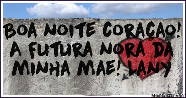 Boa noite coraçao! A Futura nora da minha mae! Lany