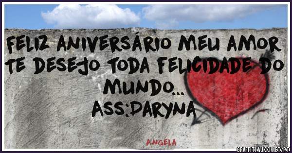 Feliz aniversário meu amor
Te desejo toda felicidade do mundo...
Ass:Daryna