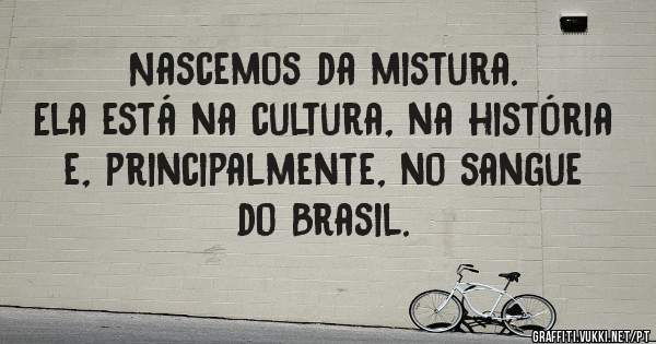 Nascemos da mistura.
Ela está na cultura, na história e, principalmente, no sangue do Brasil.