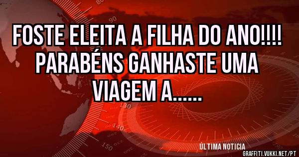 Foste Eleita a Filha do Ano!!!!
Parabéns Ganhaste uma viagem a......