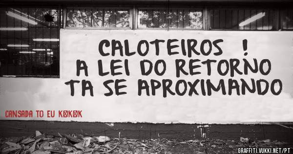 CALOTEIROS  !  A LEI DO RETORNO TA SE APROXIMANDO 