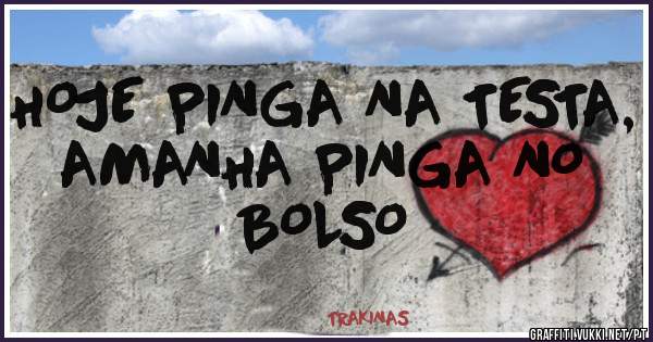 HOJE PINGA NA TESTA, AMANHA PINGA NO BOLSO 