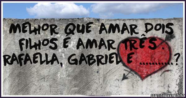 MELHOR QUE AMAR DOIS FILHOS É AMAR TRÊS . RAFAELLA, GABRIEL E ...........? 