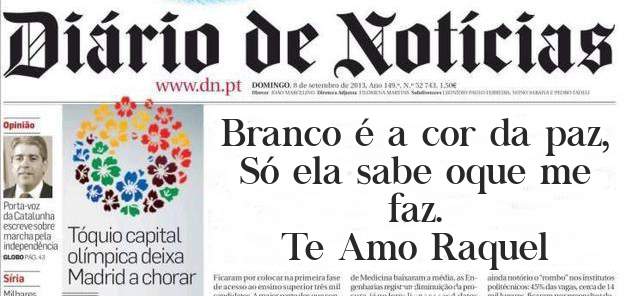 Branco é a cor da paz,
Só ela sabe oque me faz.

 Te Amo Raquel 