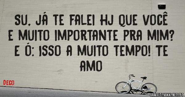 Su, já te falei hj que você e muito importante pra mim? E ó: Isso a muito tempo! Te amo 