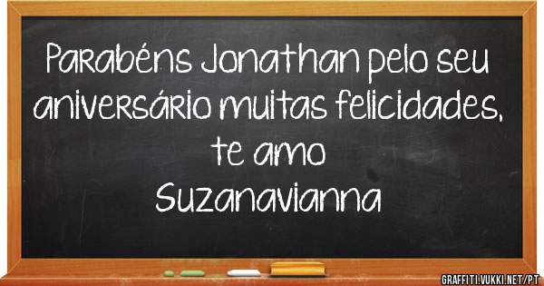 Parabéns Jonathan pelo seu aniversário muitas felicidades, te amo
Suzanavianna
