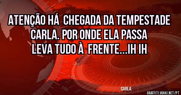 Atenção há  chegada da tempestade Carla. Por onde ela passa leva tudo à  frente...ih ih 