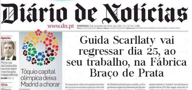 Guida Scarllaty vai regressar dia 25, ao seu trabalho, na Fábrica Braço de Prata 