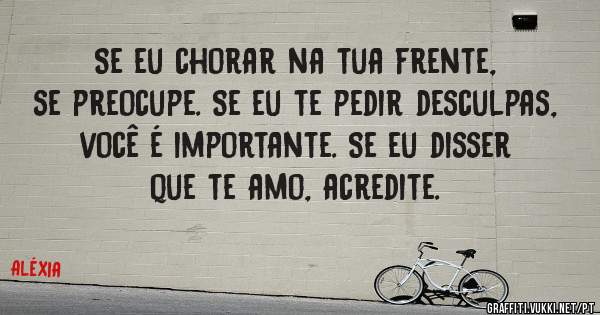 Se eu chorar na tua frente, se preocupe. Se eu te pedir desculpas, você é importante. Se eu disser que te amo, acredite.