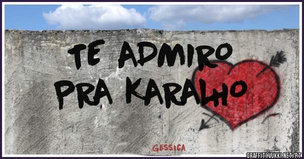 TE ADMIRO 
PRA KARALHO