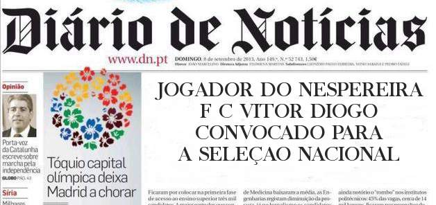 JOGADOR DO NESPEREIRA F C VITOR DIOGO CONVOCADO PARA A SELEÇAO NACIONAL