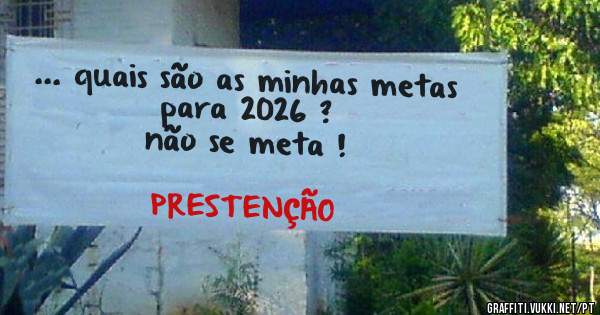... quais são as minhas metas para 2026 ?
não se meta !