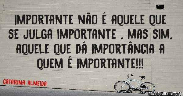 importante não é aquele que se julga importante , mas sim, aquele que dá importância a quem é importante!!!
