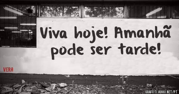 Viva hoje! Amanhã pode ser tarde!