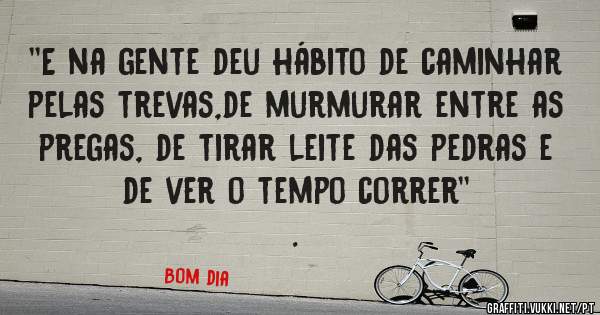 ''E na gente deu hábito de caminhar pelas trevas,de murmurar entre as pregas, de tirar leite das pedras e de ver o tempo correr''
.                