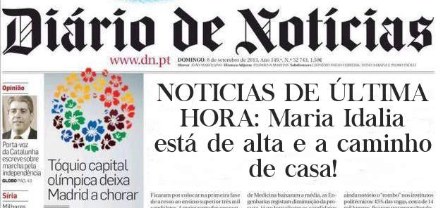NOTICIAS DE ÚLTIMA HORA: Maria Idalia está de alta e a caminho de casa!