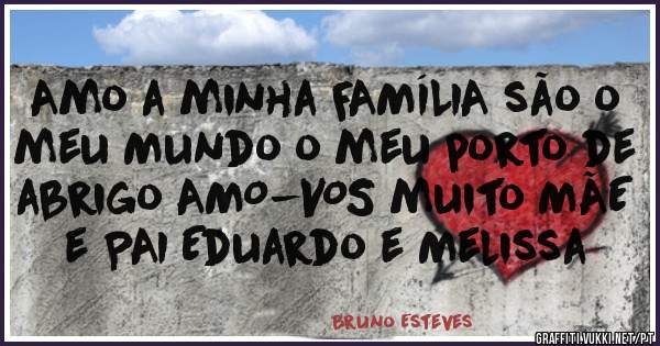 Amo a minha FAMÍLIA são o meu Mundo o meu porto de abrigo AMO-VOS muito MÃE e PAI Eduardo e Melissa 