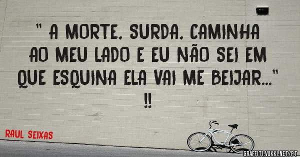 '' A MORTE, SURDA, CAMINHA AO MEU LADO E EU NÃO SEI EM QUE ESQUINA ELA VAI ME BEIJAR...'' !!