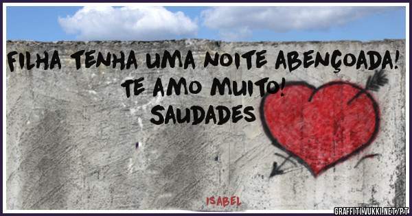 Filha tenha uma noite abençoada!
Te amo muito!
Saudades