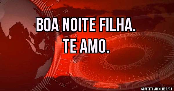Boa noite filha.
Te amo.