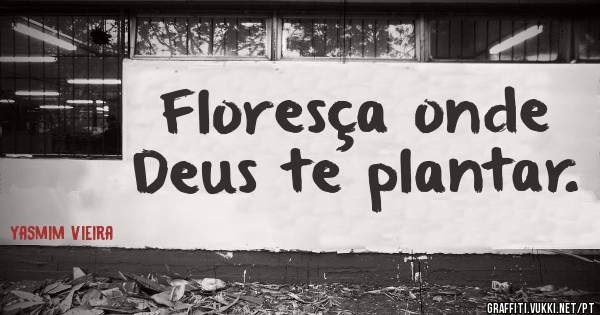 Floresça onde Deus te plantar. 