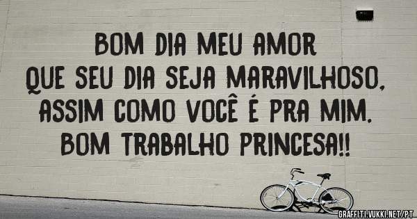 Bom dia meu amor 
Que seu dia seja maravilhoso, assim como você é pra mim.
Bom trabalho princesa!!