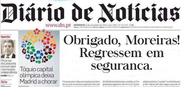 Obrigado, Moreiras! Regressem em seguranca.