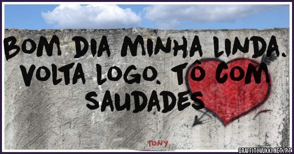 bom dia minha linda. volta logo. tô com saudades